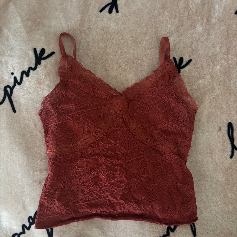 Lace Cami Top in Rust Red
